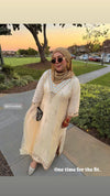 Embroidered Ivory White Kaftan Dress - view 32