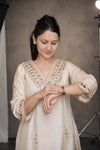 Embroidered Ivory White Kaftan Dress - view 6