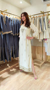 Embroidered Ivory White Kaftan Dress - view 7