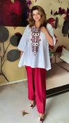 Embroidery White Maroon Farshi Salwar Without Handbag - view 10