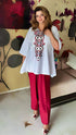 Embroidery White Maroon Farshi Salwar Without Handbag - view 10