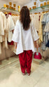 Embroidery White Maroon Farshi Salwar Without Handbag - view 5