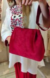 Embroidery White Maroon Farshi Salwar Without Handbag - view 6