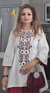 Embroidery White Maroon Farshi Salwar Without Handbag - view 9