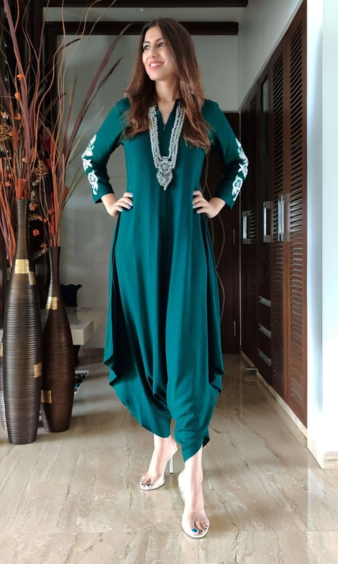 Emerald Green Embroidery Jumpsuit