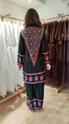 Emerald Green V-Neck Border Coord Set - view 6