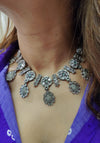 Ethnic Silver Look Statement Necklace - view 2