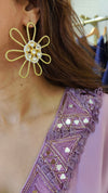 Floral Brass Gold Earrings for Women - view 10