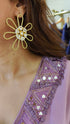 Floral Brass Gold Earrings for Women - view 10