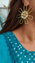Floral Brass Gold Earrings for Women - view 11