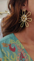 Floral Brass Gold Earrings for Women - view 12