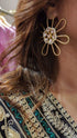 Floral Brass Gold Earrings for Women - view 3