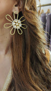Floral Brass Gold Earrings for Women - view 4