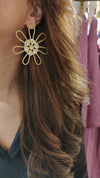 Floral Brass Gold Earrings for Women - view 7