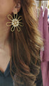 Floral Brass Gold Earrings for Women - view 7