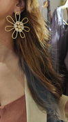Floral Brass Gold Earrings for Women - view 8