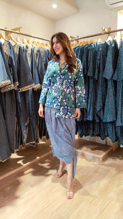 Floral Hand block Blazer Skirt Set - view 2