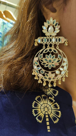 Gold Blue Short Kurta with Dhoti Skirt - view 10