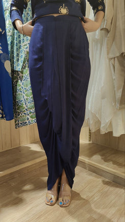 Gold Blue Short Kurta with Dhoti Skirt - view 11