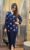 Gold Blue Short Kurta with Dhoti Skirt - view 5