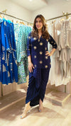 Gold Blue Short Kurta with Dhoti Skirt - view 8