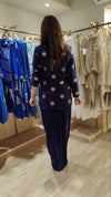 Gold Blue Short Kurta with Dhoti Skirt - view 9