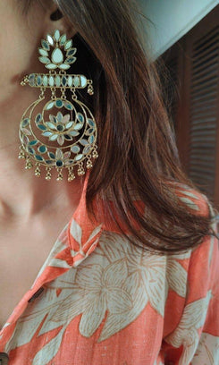 Gold Chandbali Earrings - Gold Chand bali
