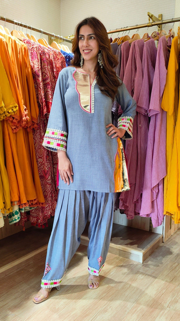 Gold Leather Yoke Farshi Set