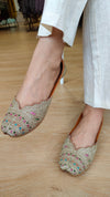 Gold Tilla & Multi-Color Aari Embroidered Pure Leather Juttis - view 3