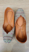 Gold Tilla & Multi-Color Aari Embroidered Pure Leather Juttis - view 5