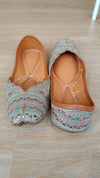 Gold Tilla & Multi-Color Aari Embroidered Pure Leather Juttis - view 6