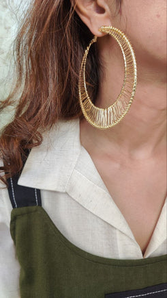 Golden Big Hoop Earrings For Women - view 4