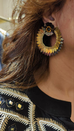 Golden Circle Flower Earrings - view 5