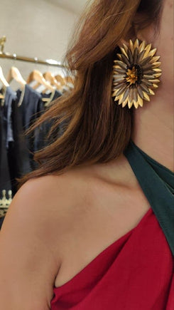 Golden Daisy Stud Earrings - view 3