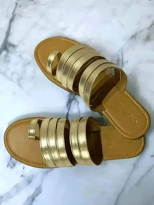 Golden Gladiator Slip On Flats