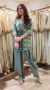 Green Beige Kurta Pant Set - view 3