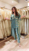 Green Beige Kurta Pant Set - view 6