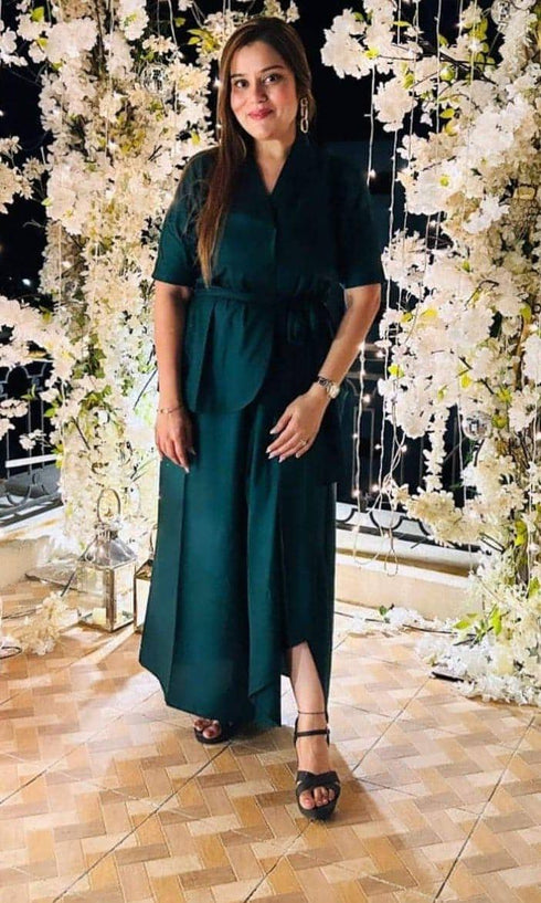 Green Blazer Skirt Set