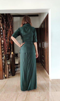 Green Blazer Skirt Set