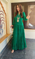 Green Ghera Dress With Neckpiece