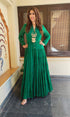 Green Ghera Dress With Neckpiece