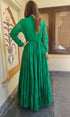 Green Ghera Dress With Neckpiece