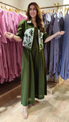 Green Jumpsuit with Applique Bomber Jacket