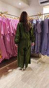 Green Jumpsuit with Applique Bomber Jacket - view 6