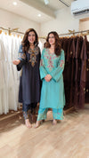 Green Kashmiri Paisley Embroidered Kurta Pant Set - view 2