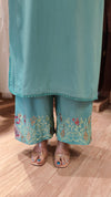 Green Kashmiri Paisley Embroidered Kurta Pant Set - view 8