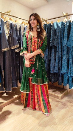 Green Multicolor Sharara Set - view 3