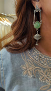 Green Oxidised Silver Dangler Earrings