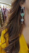 Green Oxidised Silver Dangler Earrings - view 3