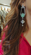 Green Oxidised Silver Dangler Earrings - view 4